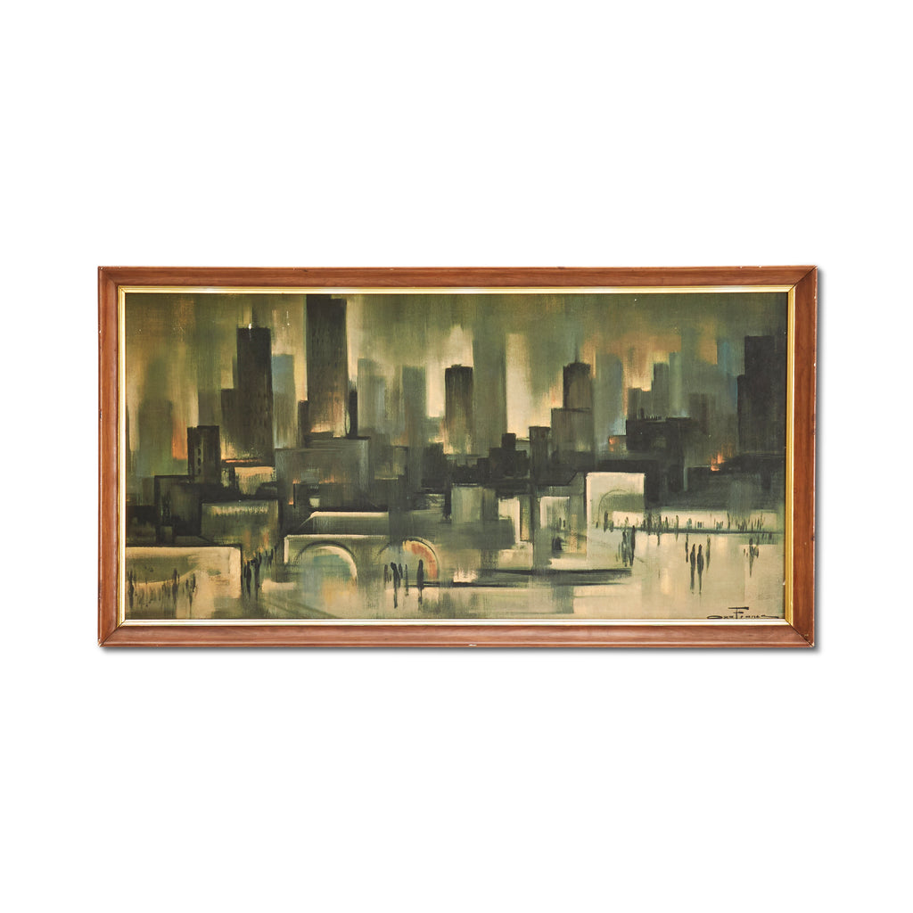 Busy Downtown Cityscape Painting