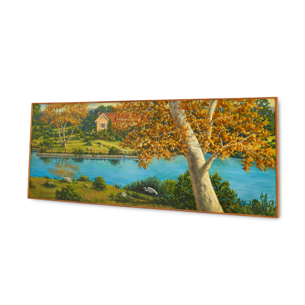 Painting of River With House and Trees - Large