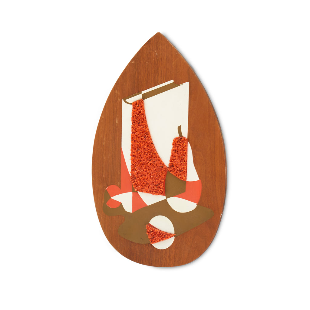 Textured Red and White Almond-Shaped Wall Art - Small A