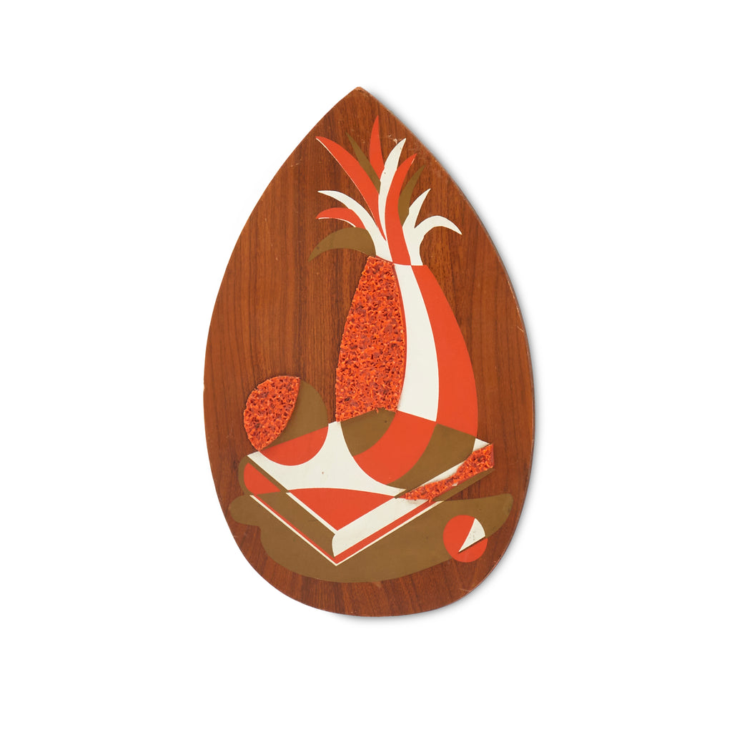 Textured Red and White Almond-Shaped Wall Art - Small B