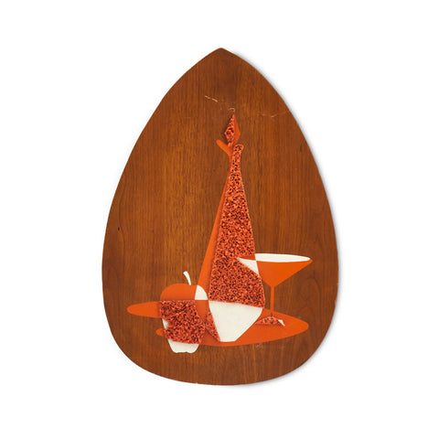Textured Red and White Almond-Shaped Wall Art - Small D