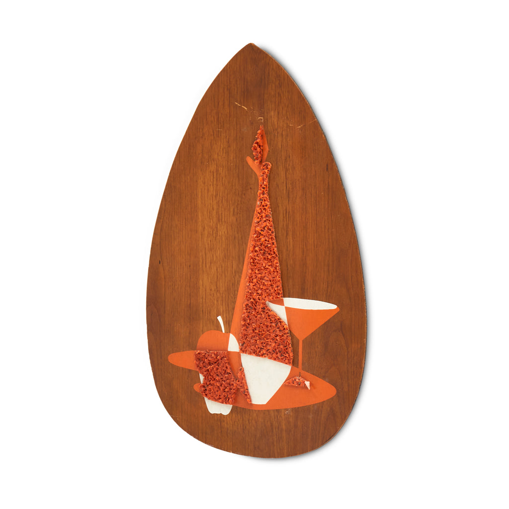 Textured Red and White Almond-Shaped Wall Art - Small D