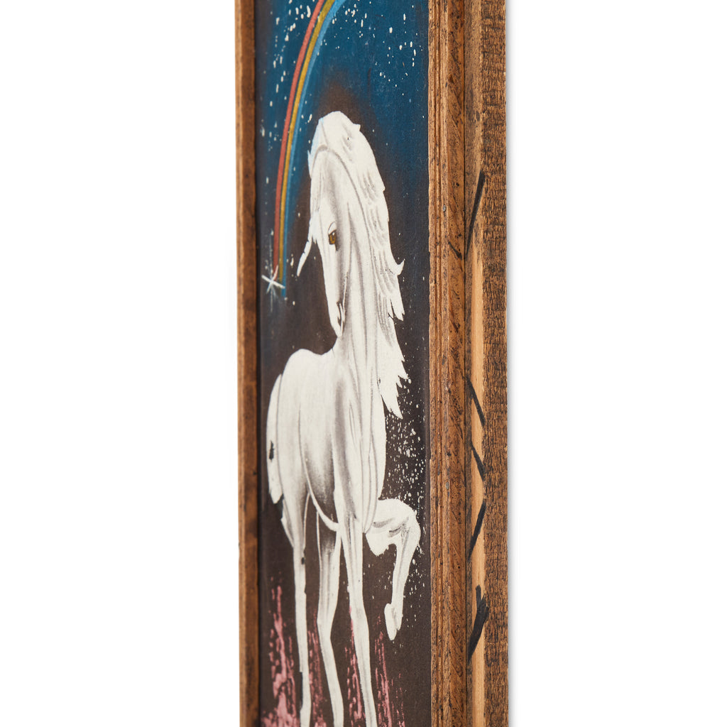 White Unicorn and Rainbow Velvet Painting