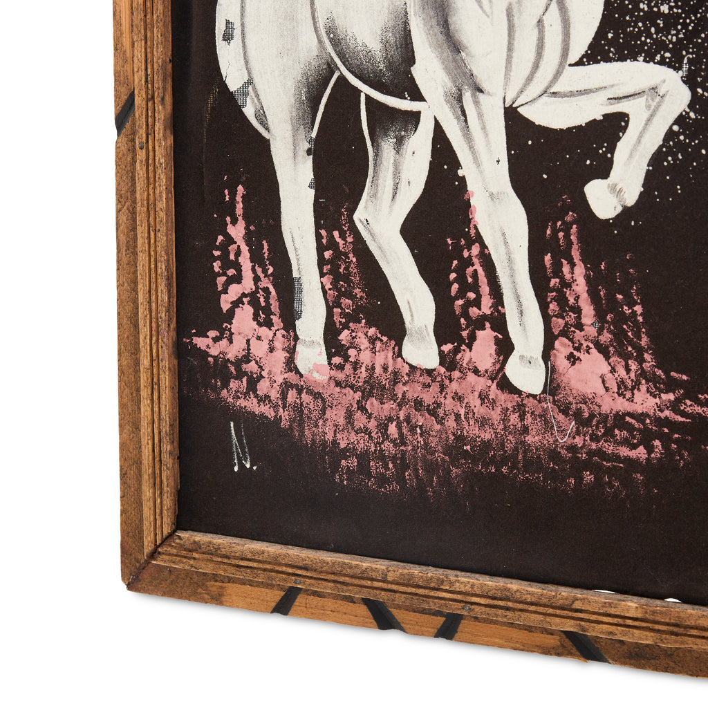 White Unicorn and Rainbow Velvet Painting
