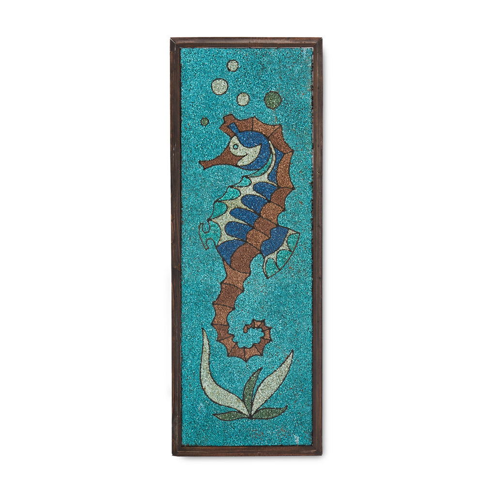 Turquoise Seahorse Pebble Art