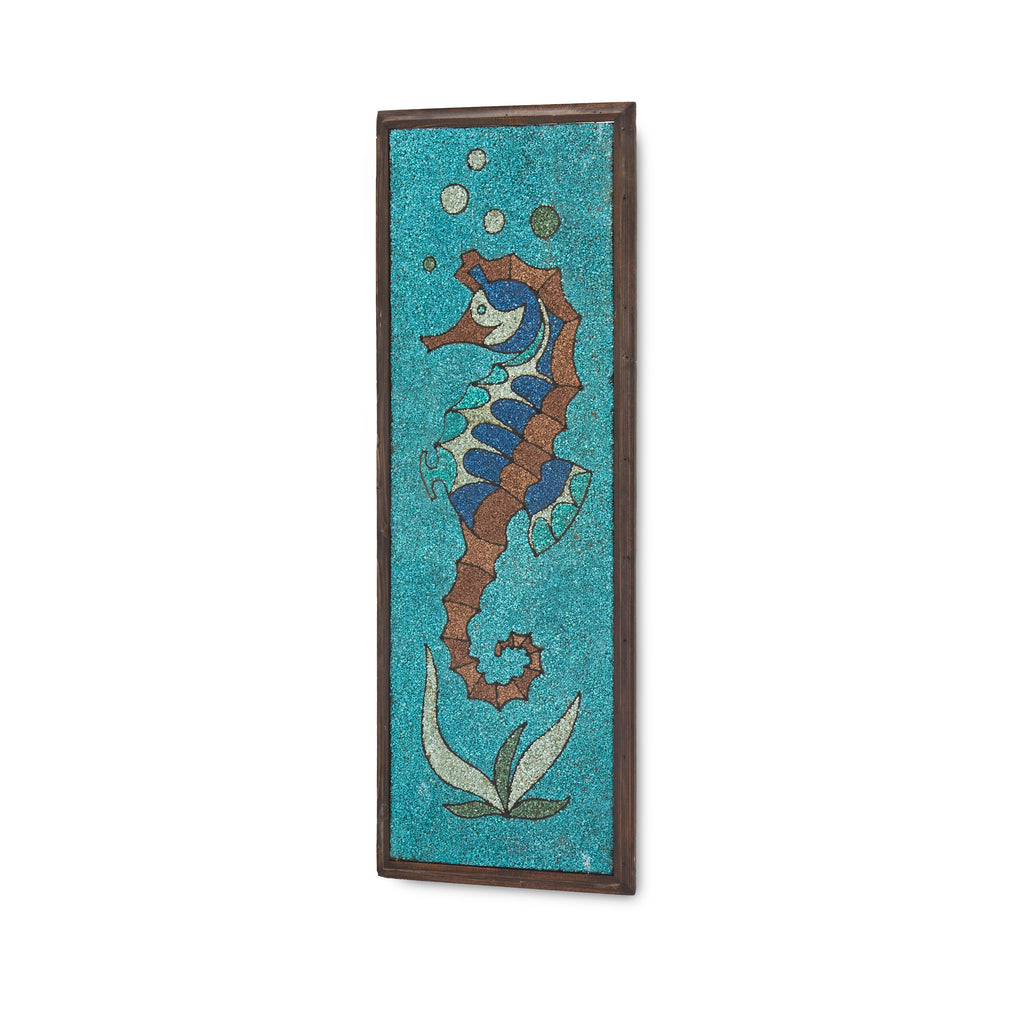 Turquoise Seahorse Pebble Art