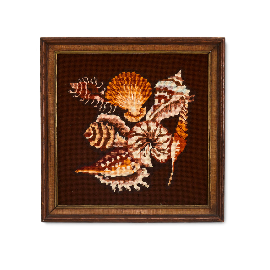 Brown and Orange Sea Shell Needlepoint