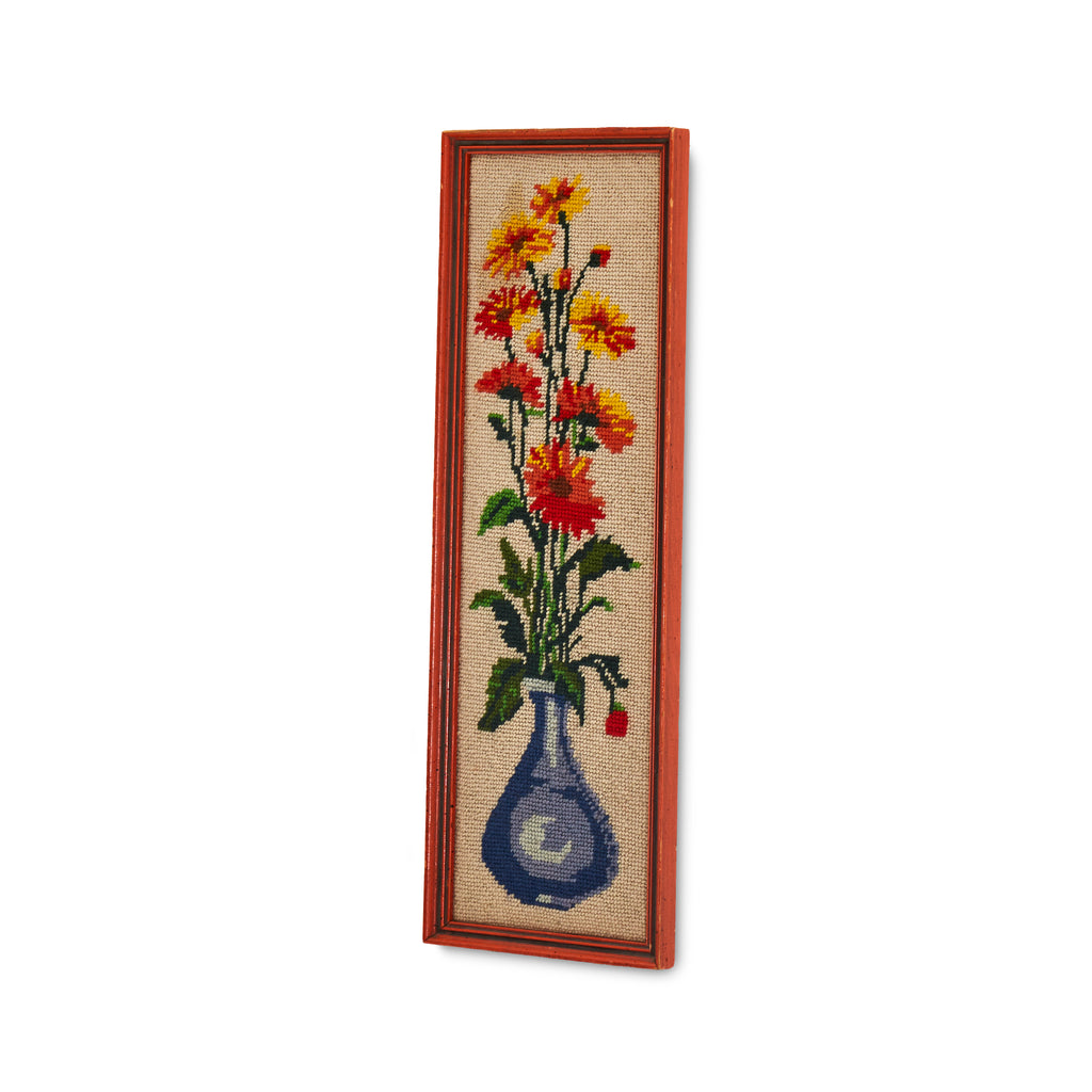Flowers In Vase Framed Needlepoint