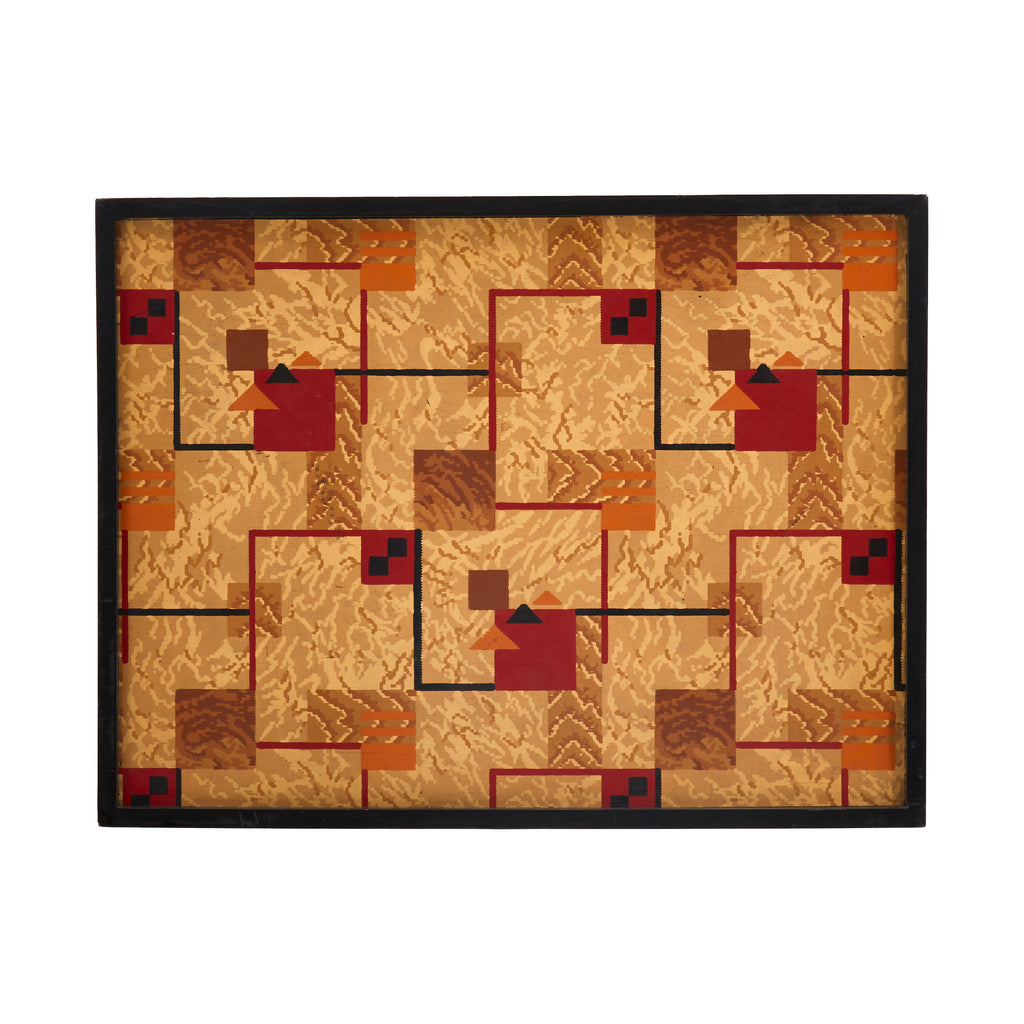 Red and Gold Abstract Framed Patchwork Print #2