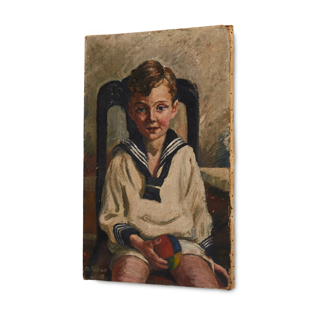 Child with Ball Painting on Canvas