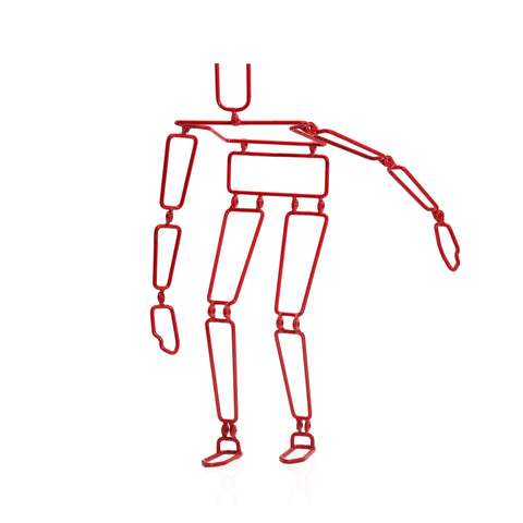 Red Wire Man With Hinged Joints