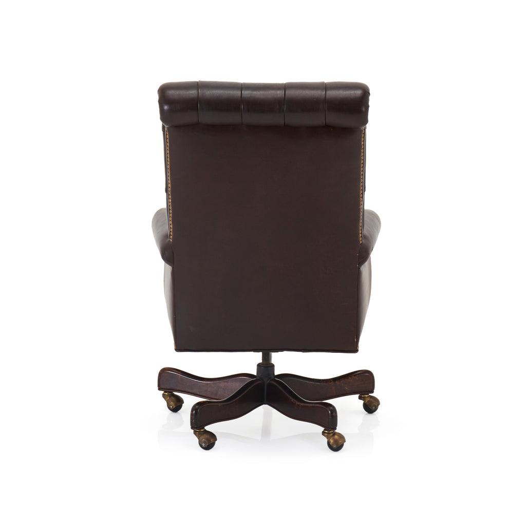 Dark Brown Tufted Leather Office Chair