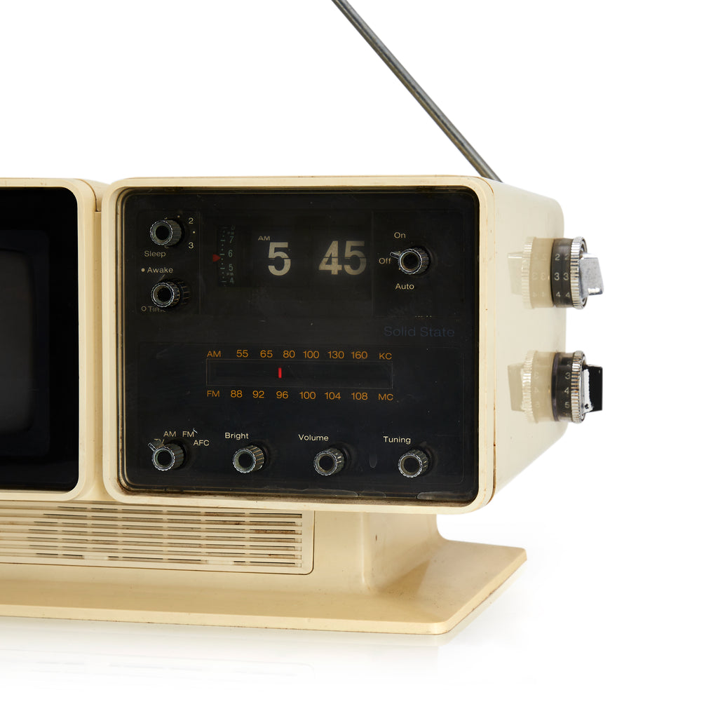 Cream RCA Portable Television Clock Combo