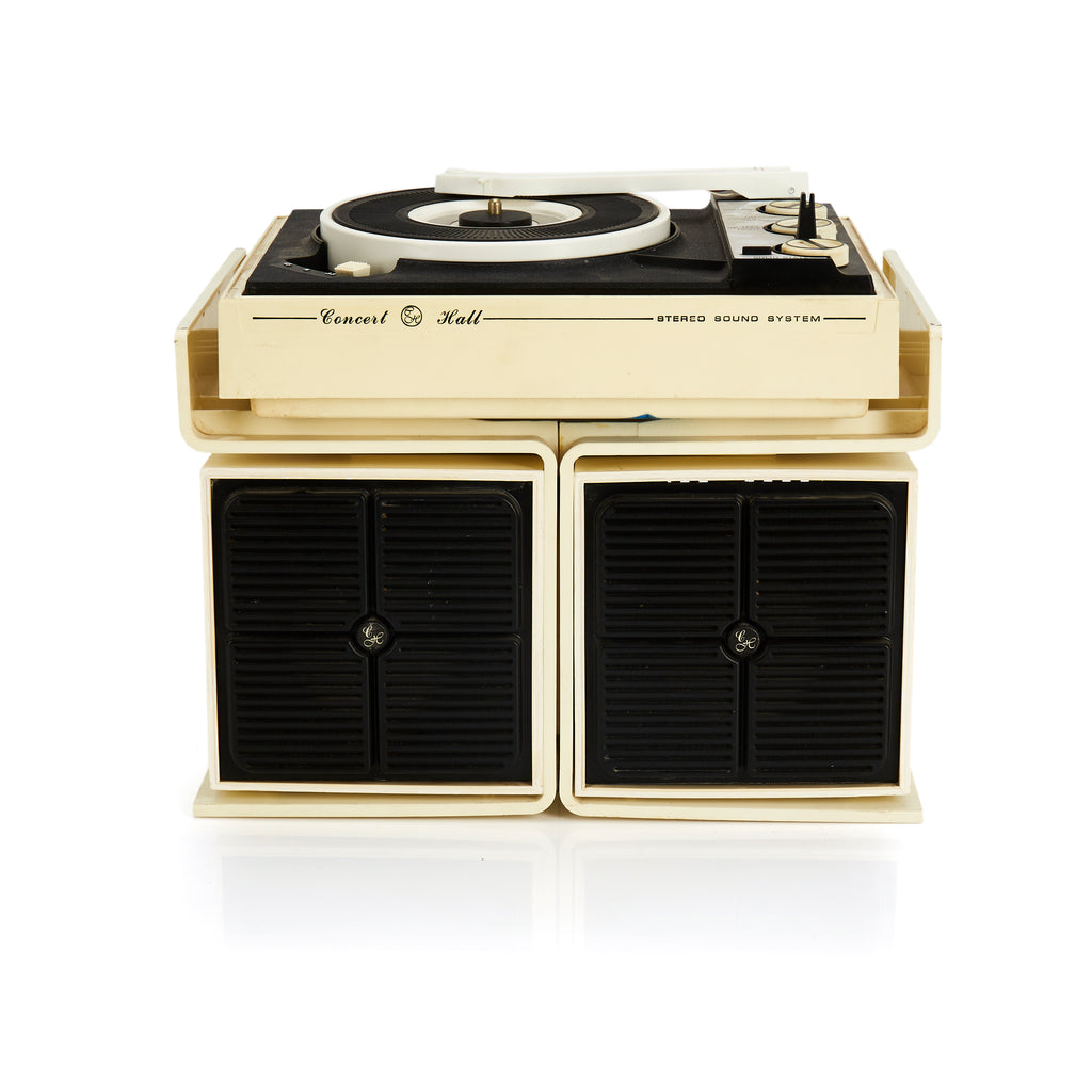 Black and Cream Tiny Record Player with Speakers