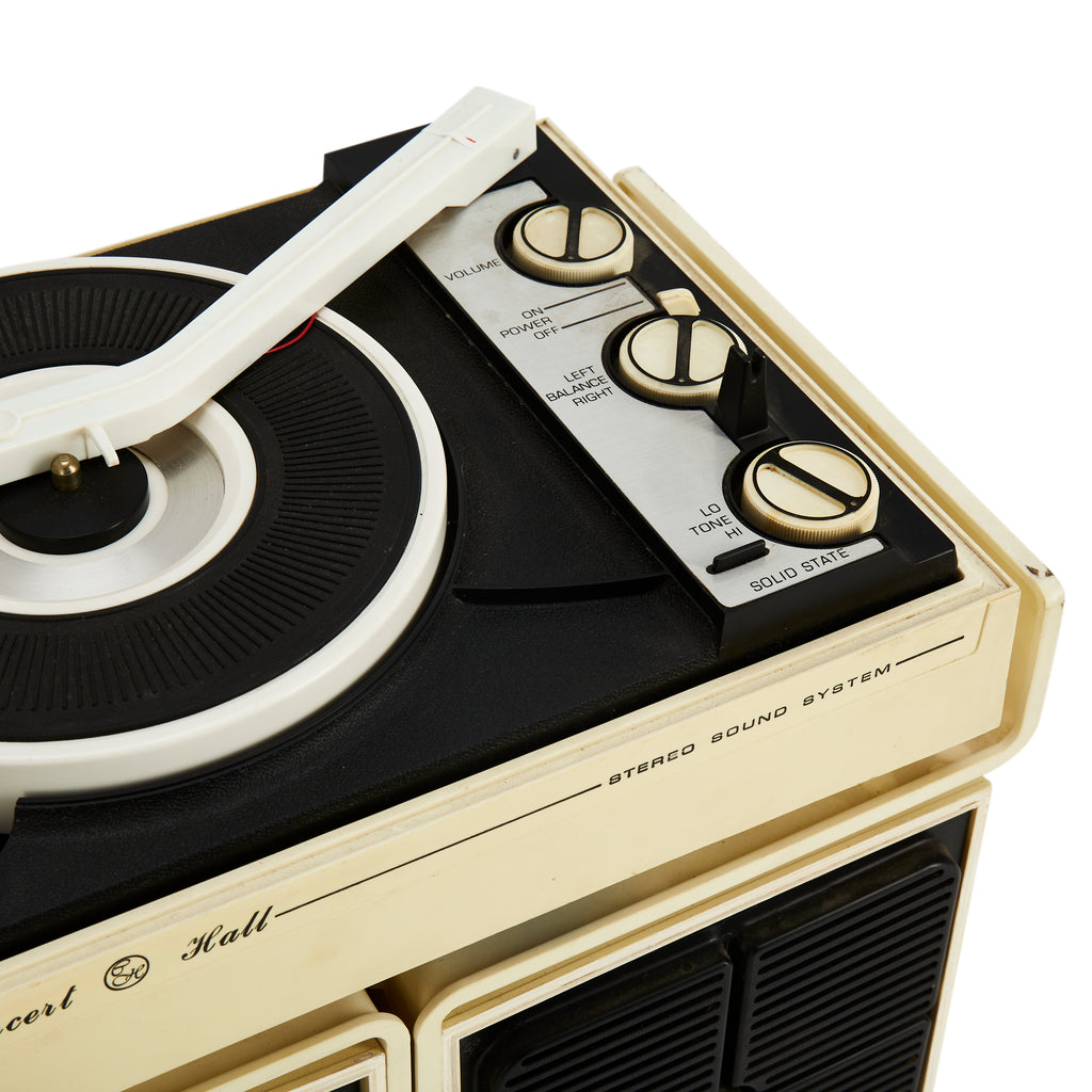 Black and Cream Tiny Record Player with Speakers