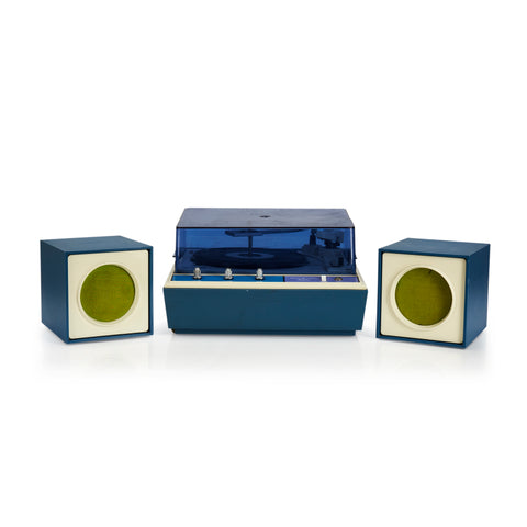 Blue, Green and Cream GE Stereo with Speakers