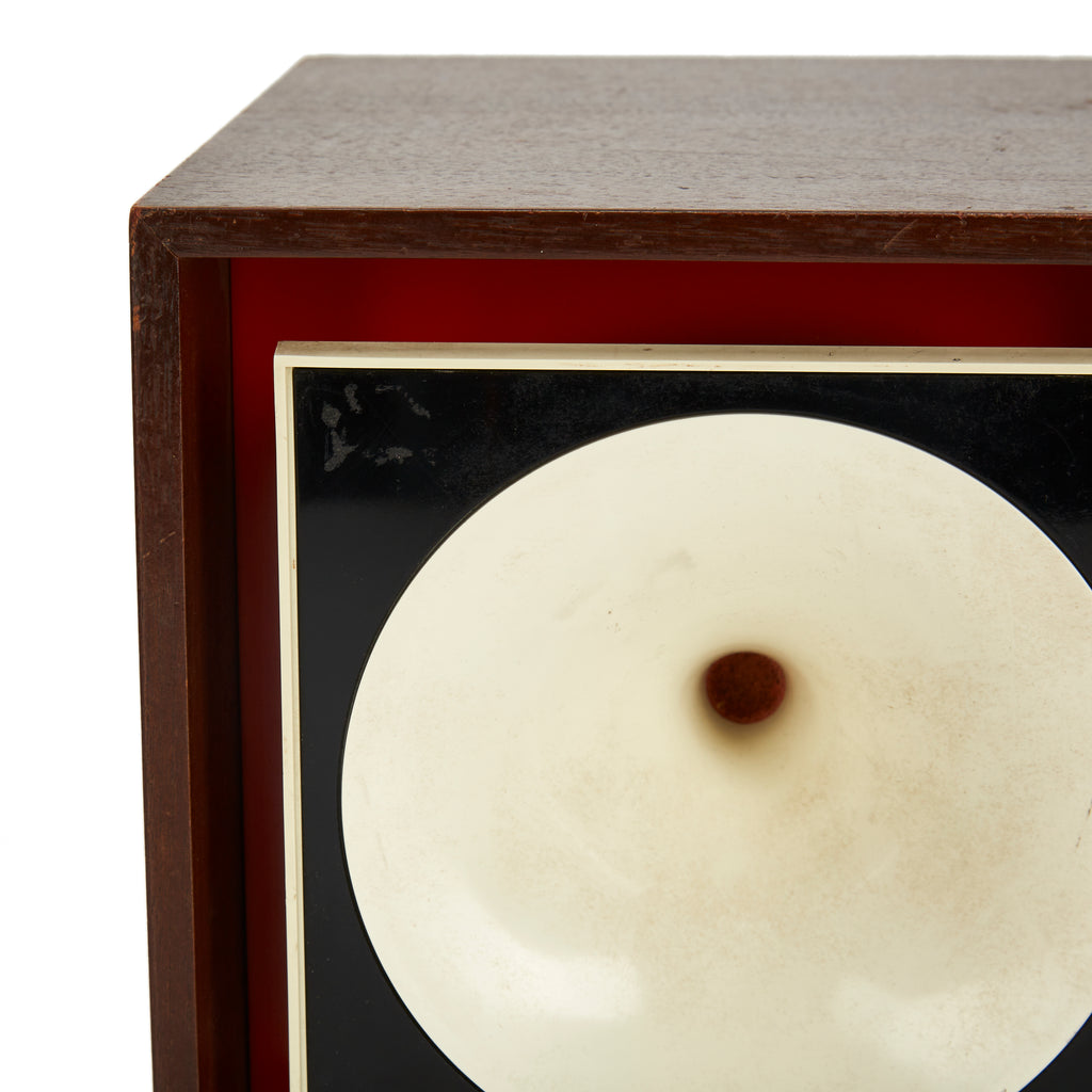 Brown & Cream Wood Framed Stereo Speaker and Tuner Cubes