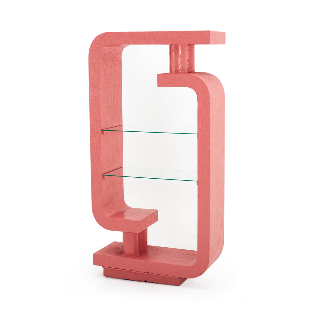 Pink Shelving Unit with Glass Shelves
