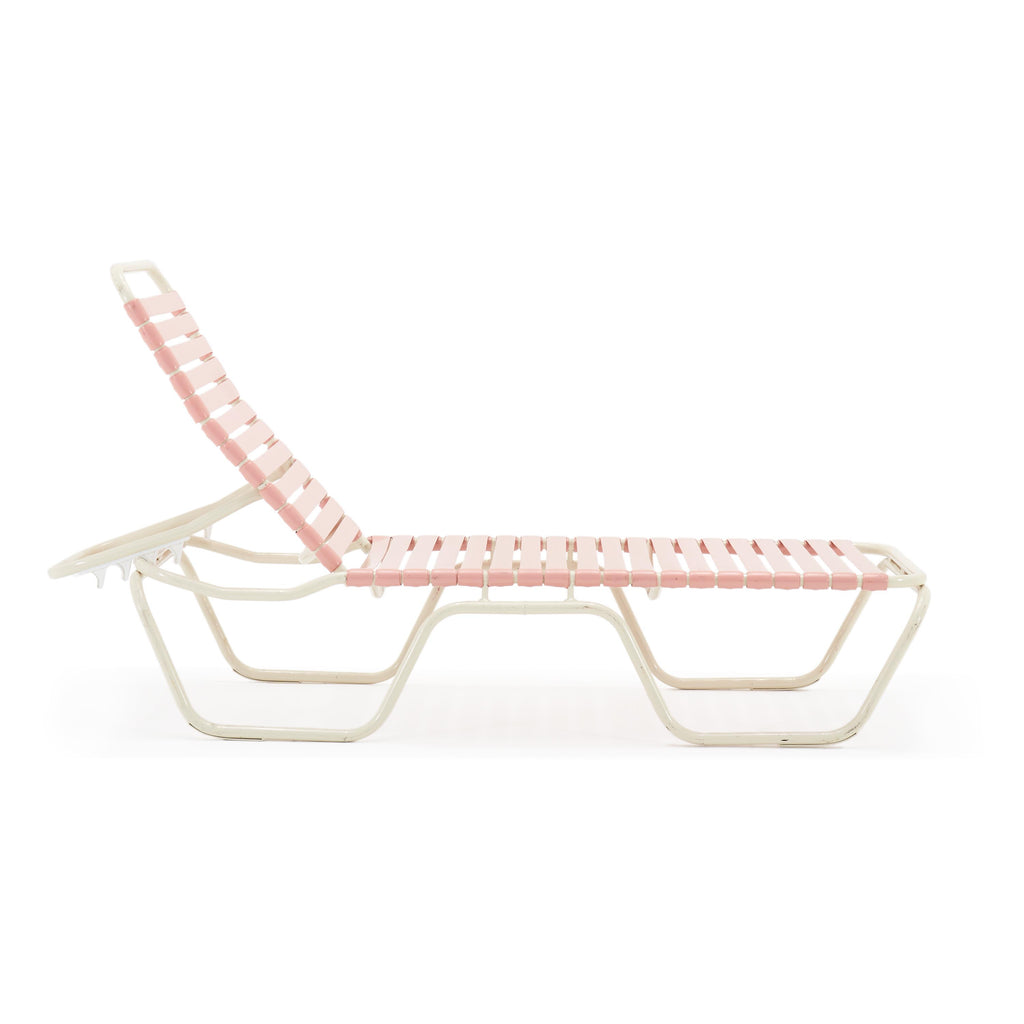 Pink Strap + White Frame Chaise Lounger