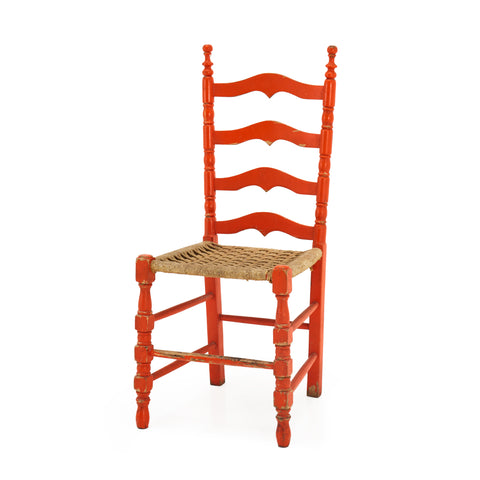 Orange Rustic Wooden Side Chair