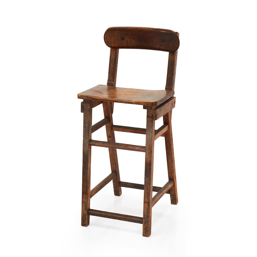 Distressed Wooden Stool Chair
