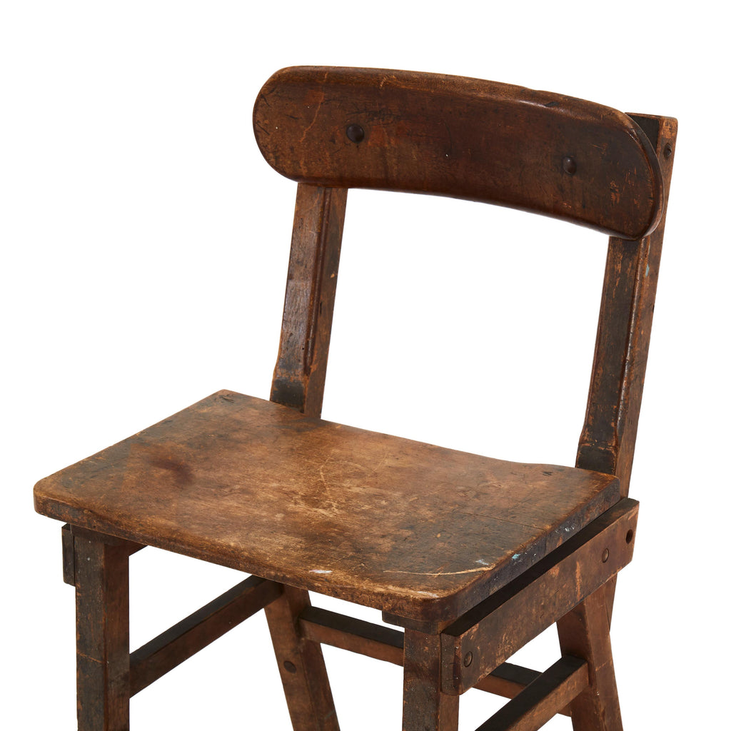 Distressed Wooden Stool Chair