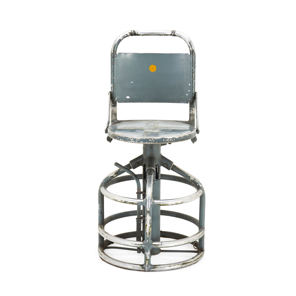 Industrial Silver Metal Cage Base Stool