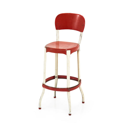 Red Metal Retro Kitchen Stool