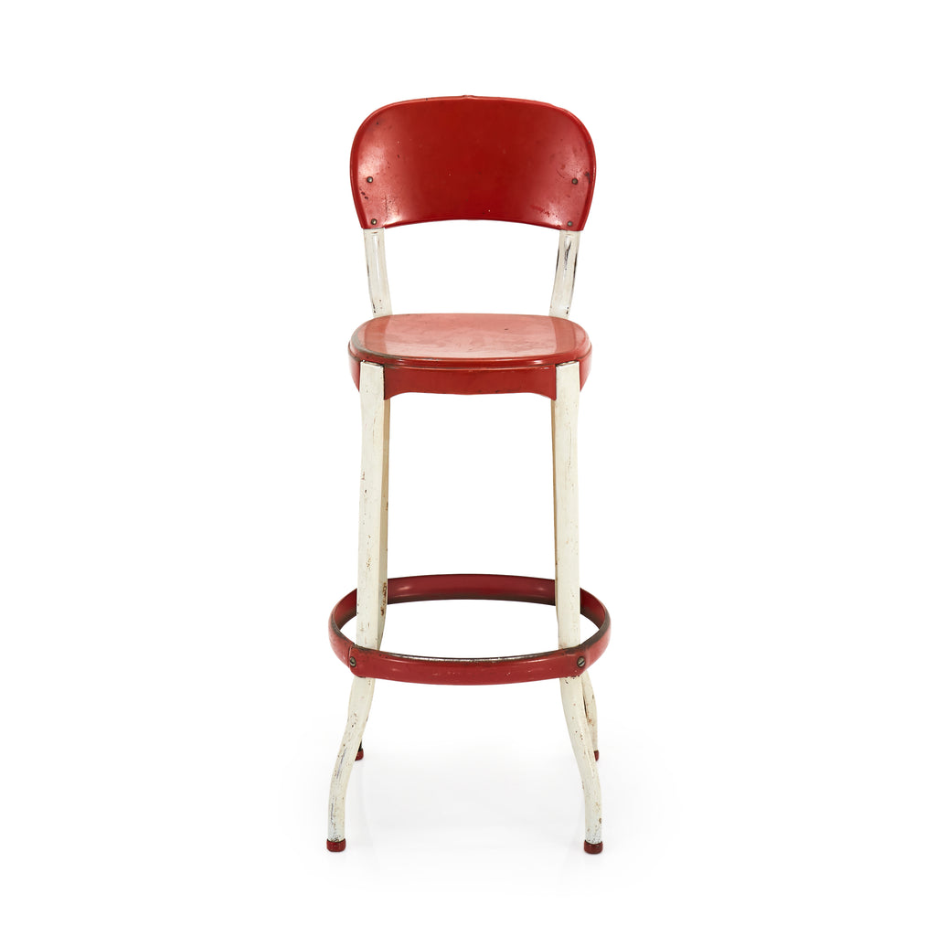 Red Metal Retro Kitchen Stool