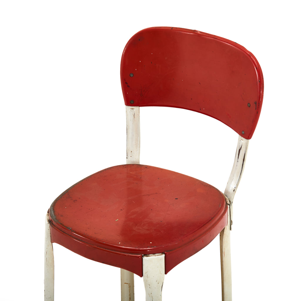 Red Metal Retro Kitchen Stool