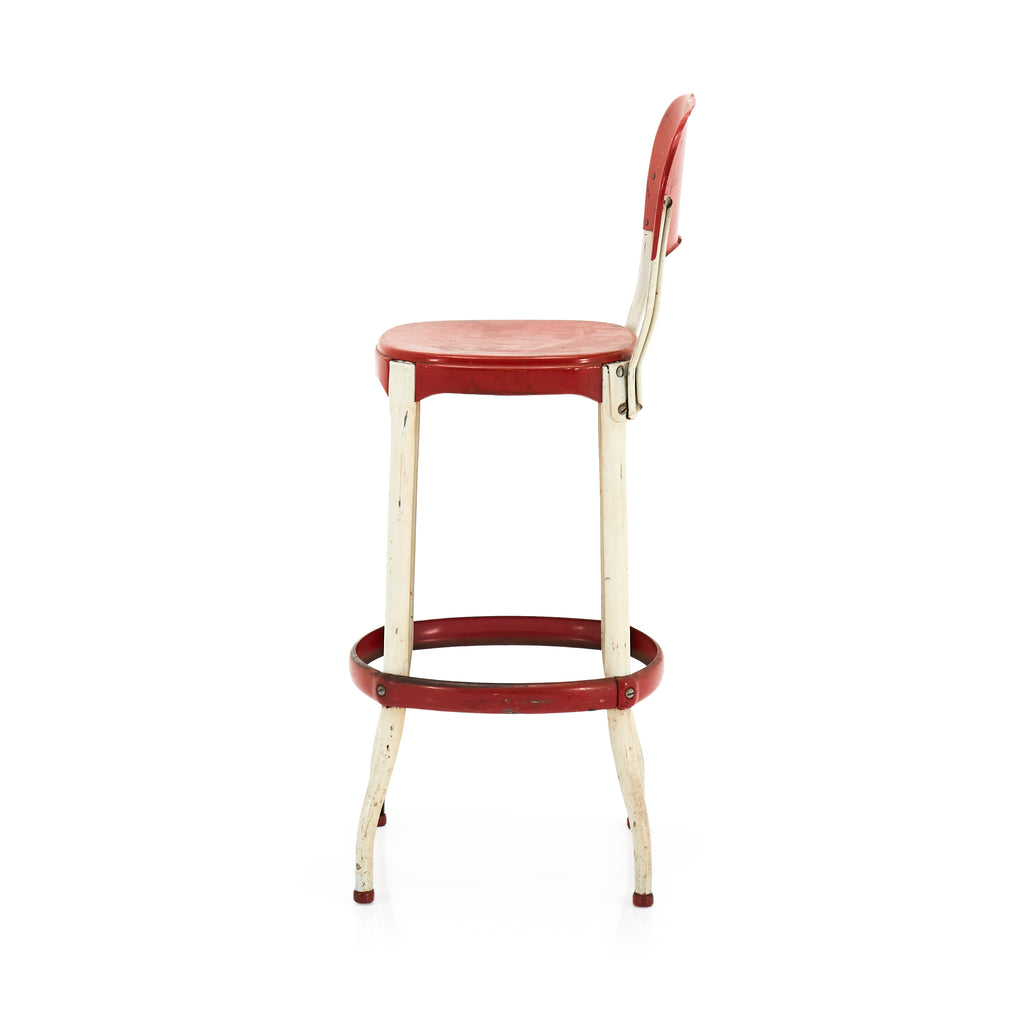 Red Metal Retro Kitchen Stool