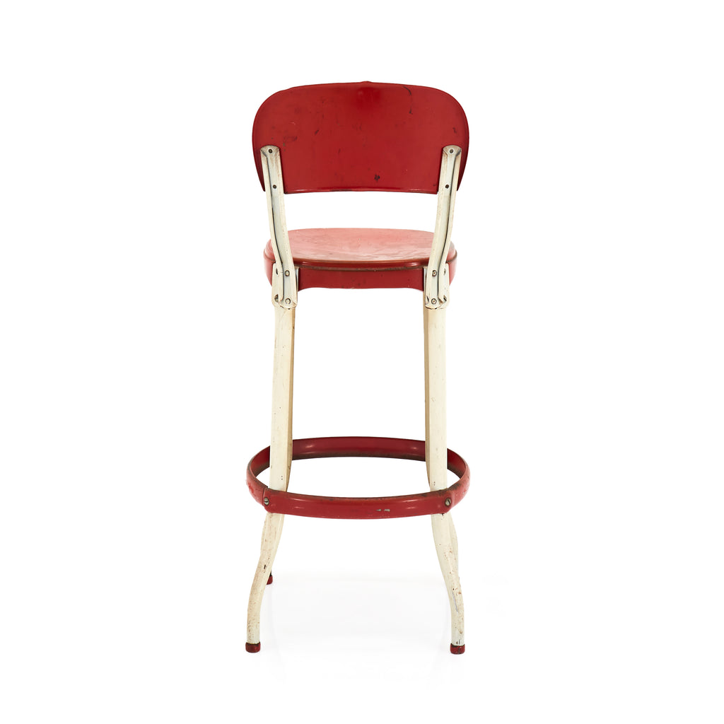 Red Metal Retro Kitchen Stool