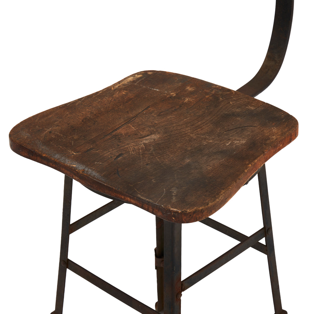 Rustic Wood and Metal High Back Stool