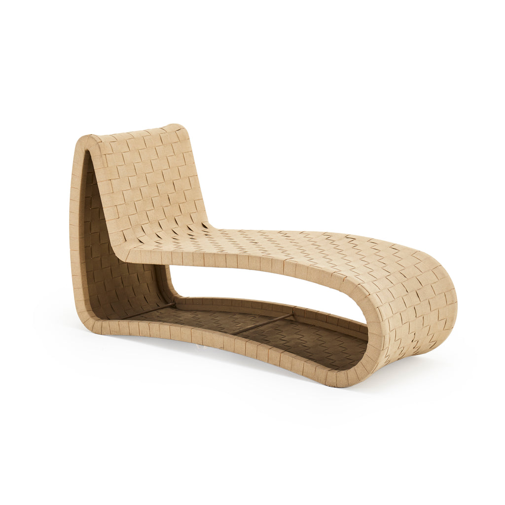 Modern Woven Tan Outdoor Chaise Lounge