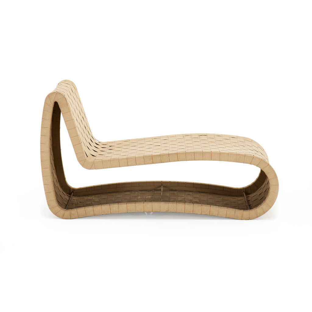 Modern Woven Tan Outdoor Chaise Lounge