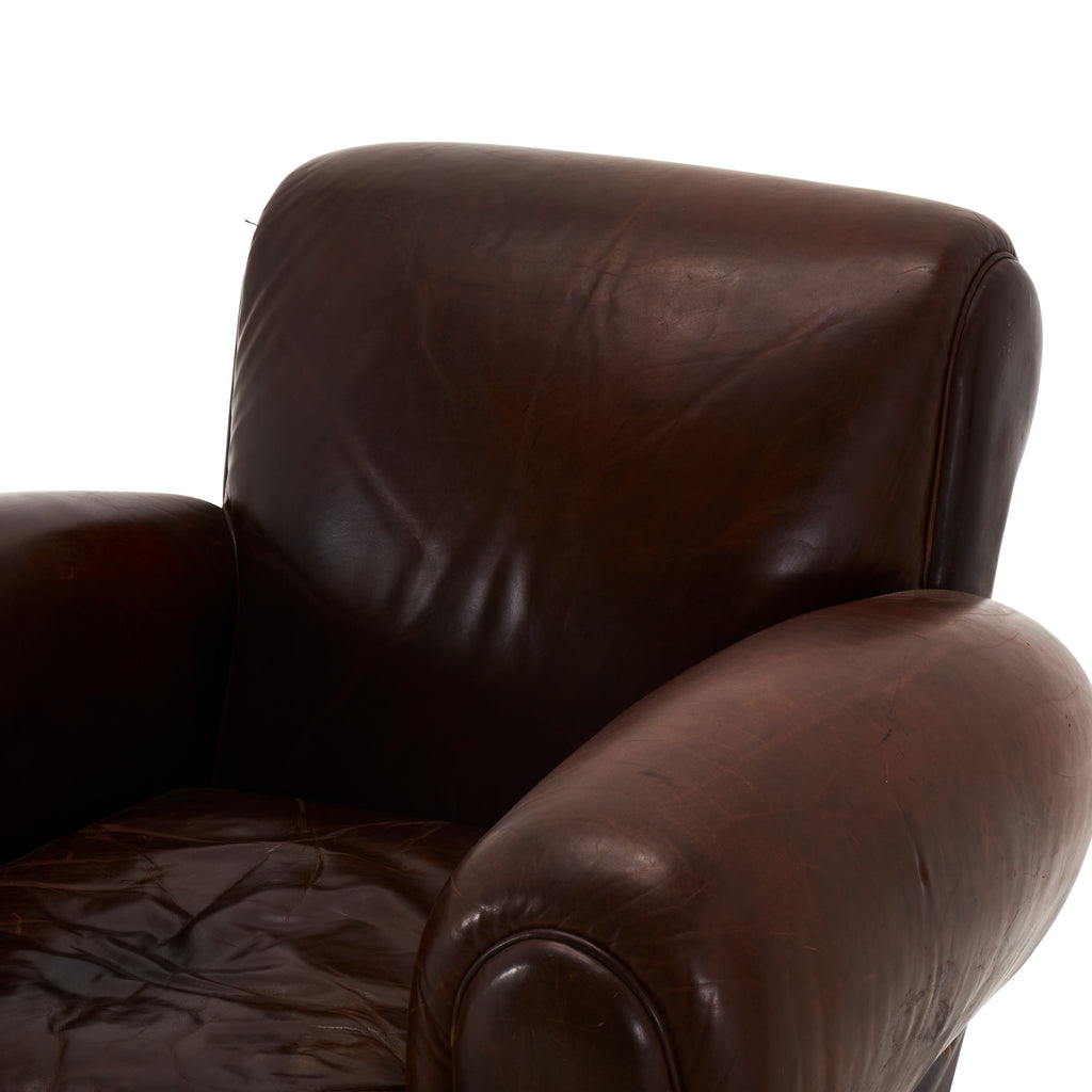 Dark Brown Leather Heavy Club Chair