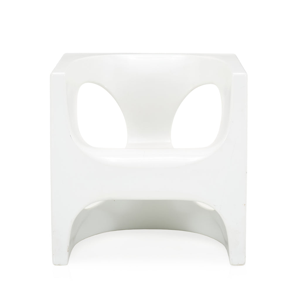 Square White Fiberglass Chair with Cutouts