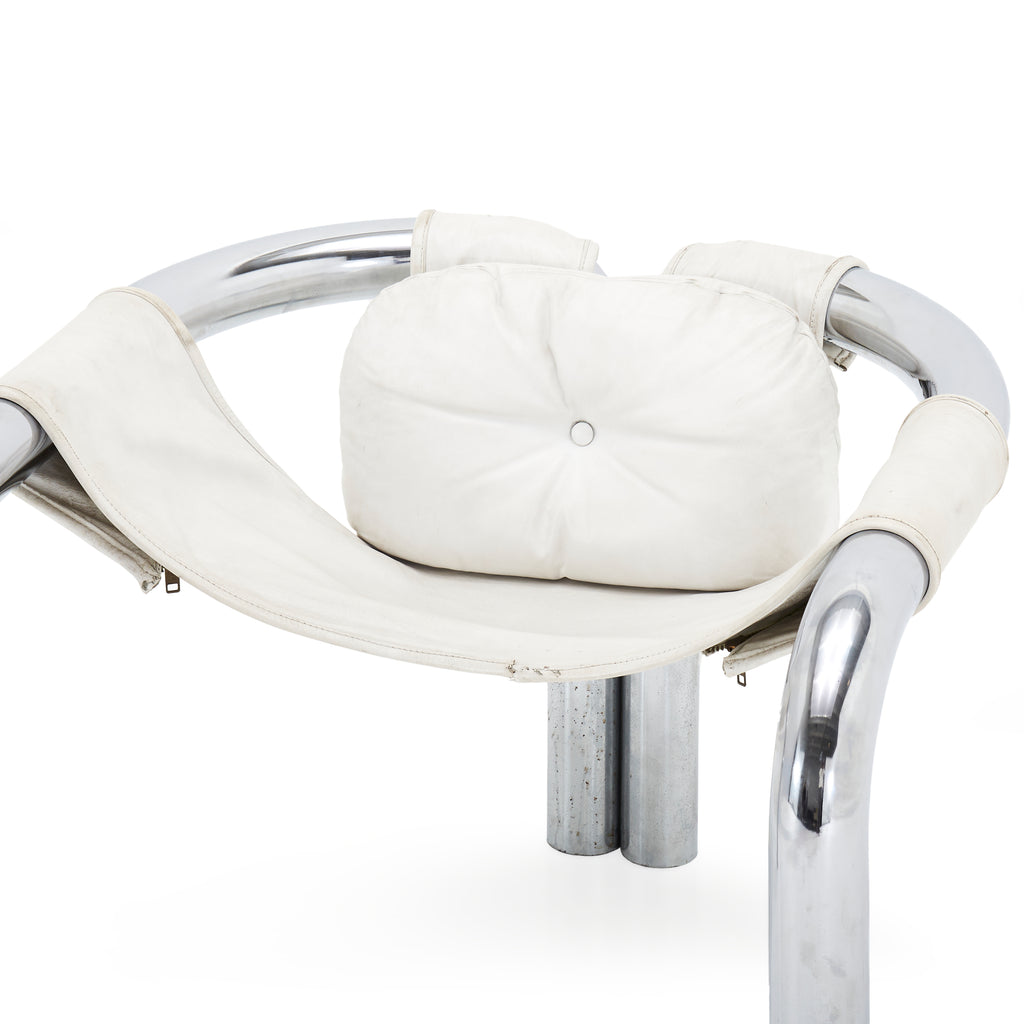 White & Chrome Tube Sling Chair
