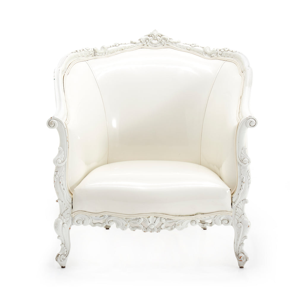 White Vinyl Victorian Lounge Chair