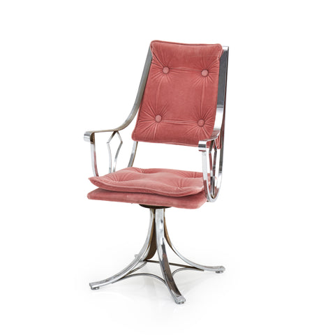 Chrome & Pink Velvet Chair
