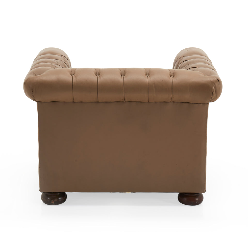 Brown Chesterfield Chair - Taupe Leather