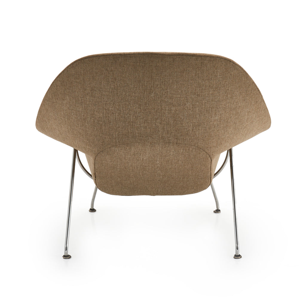 Tan Womb Lounge Chair with Silver Legs