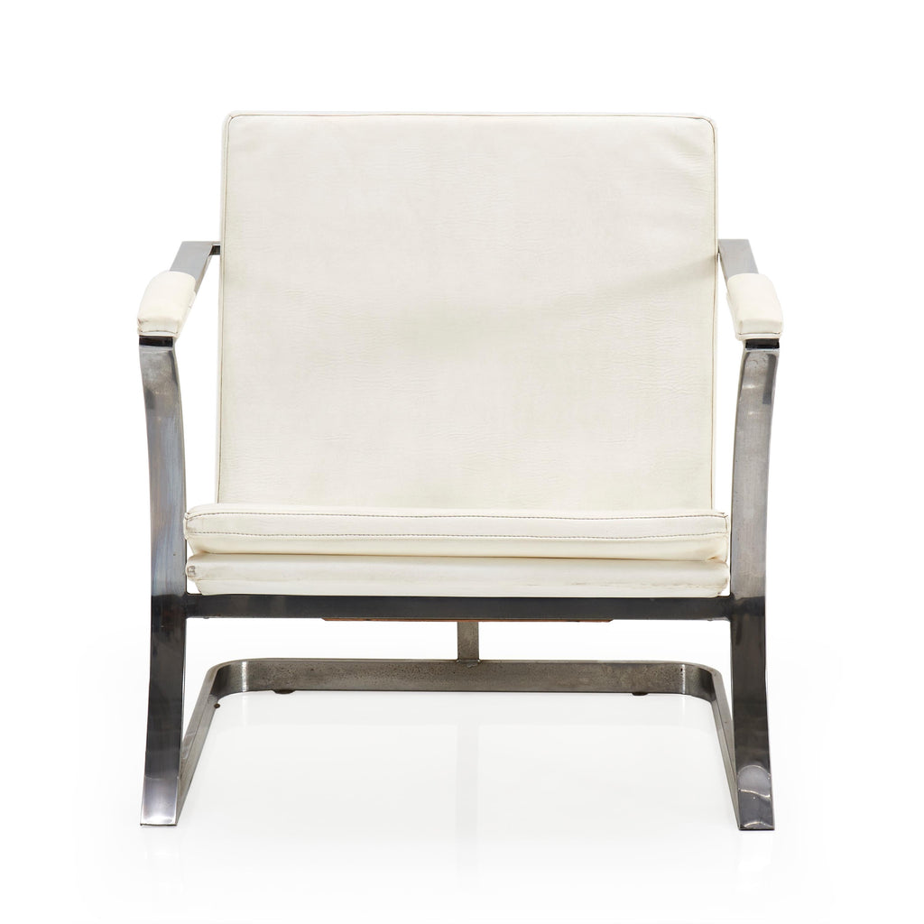 White Armchair with Concave Legs