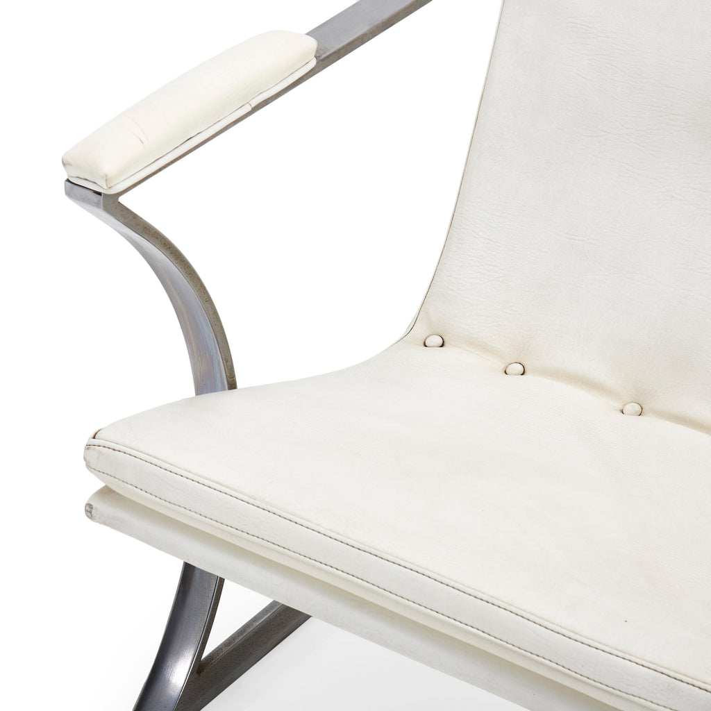 White Armchair with Concave Legs
