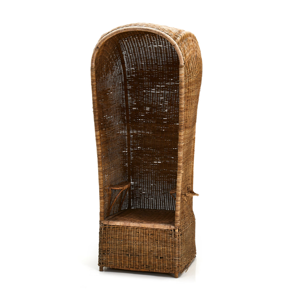 Tan Wicker High Back Pod Chair