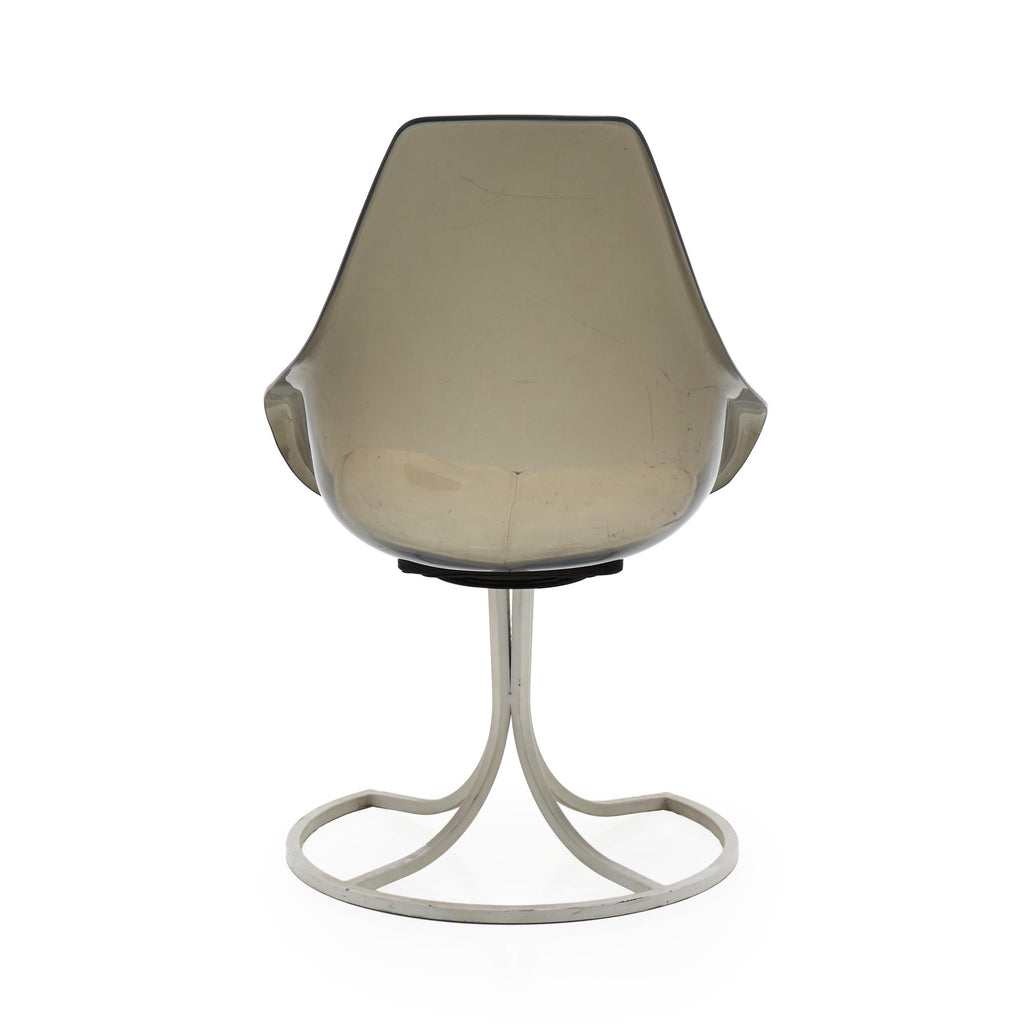 Grey Lucite & Metal Swivel Chair
