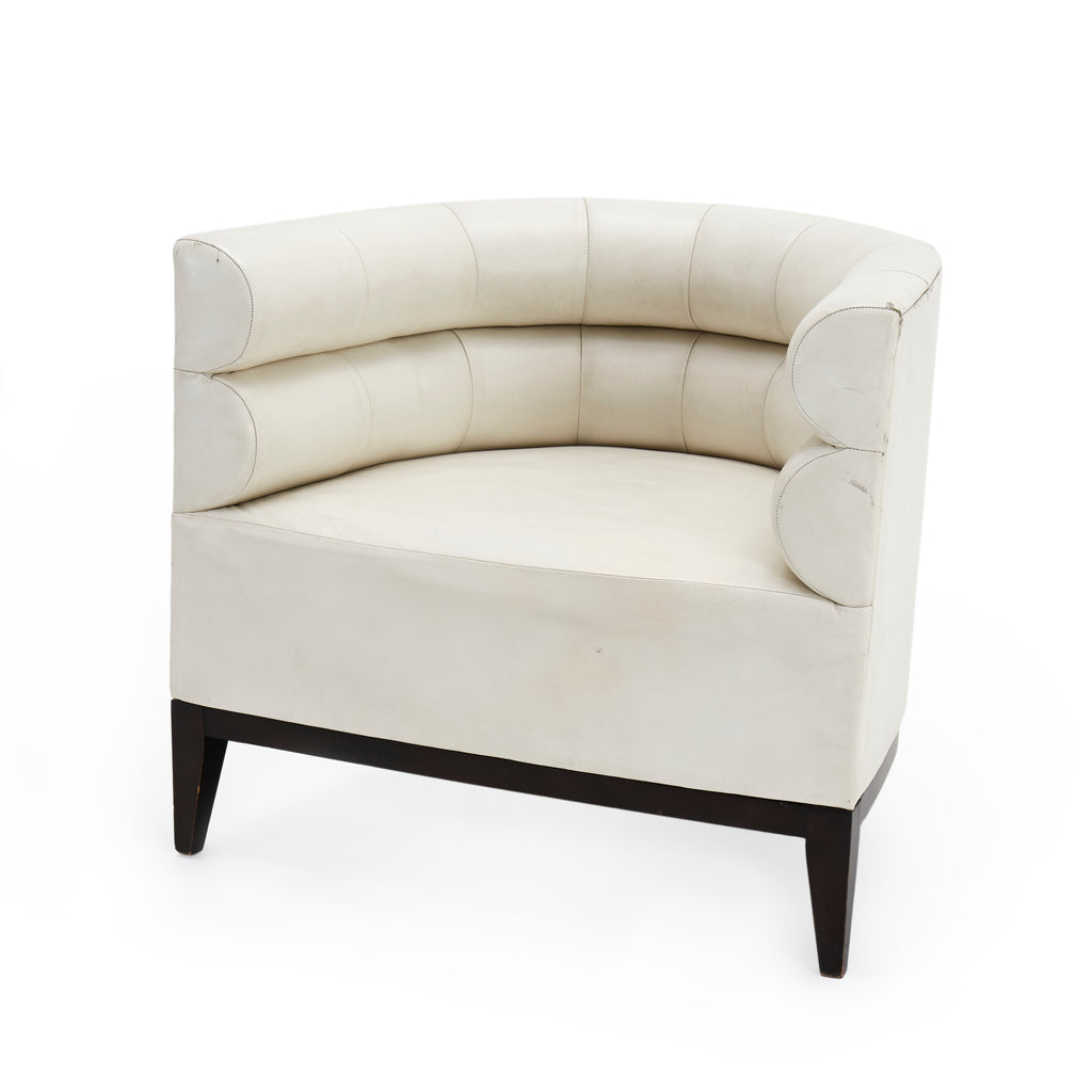 White Cream Leather Lounge Chair