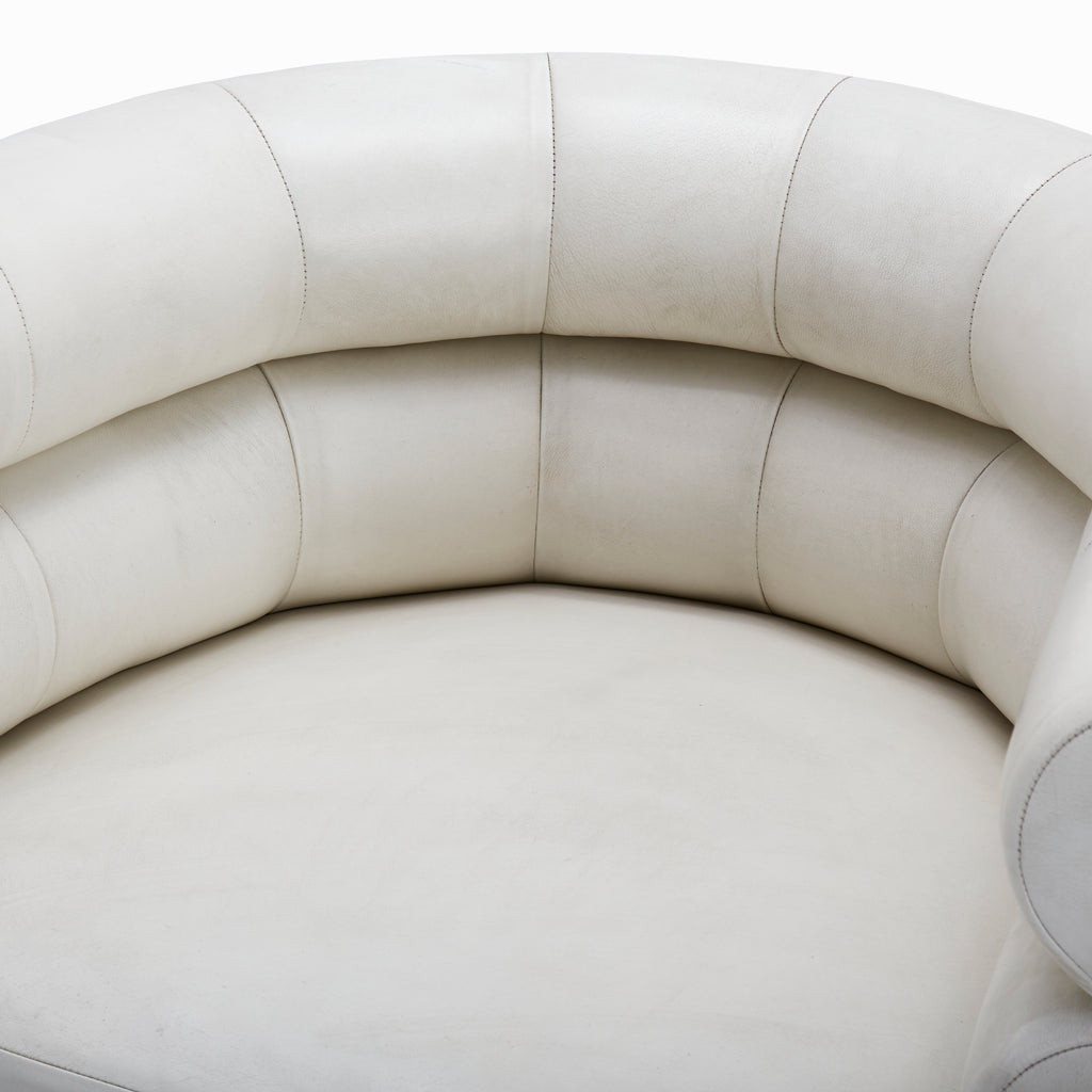 White Cream Leather Lounge Chair