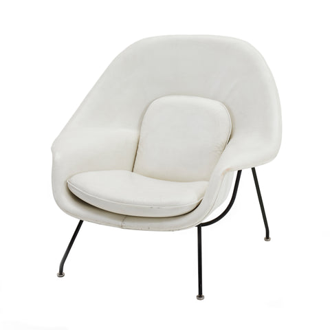 White Leather Womb Lounge Chair