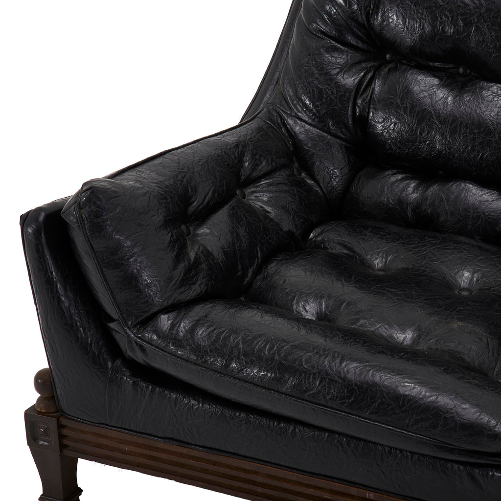 Crackled Black Leather Love Seat